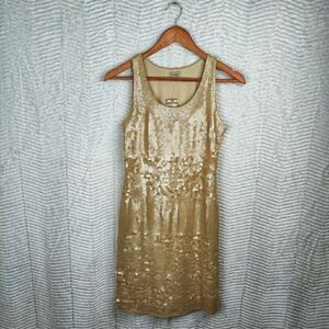 NWT Cremieux Cream Gold Sequin Dress Sz S